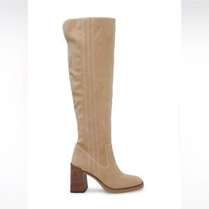 Vince Camuto Tan Suede Knee-High Suede Block Heel Boot